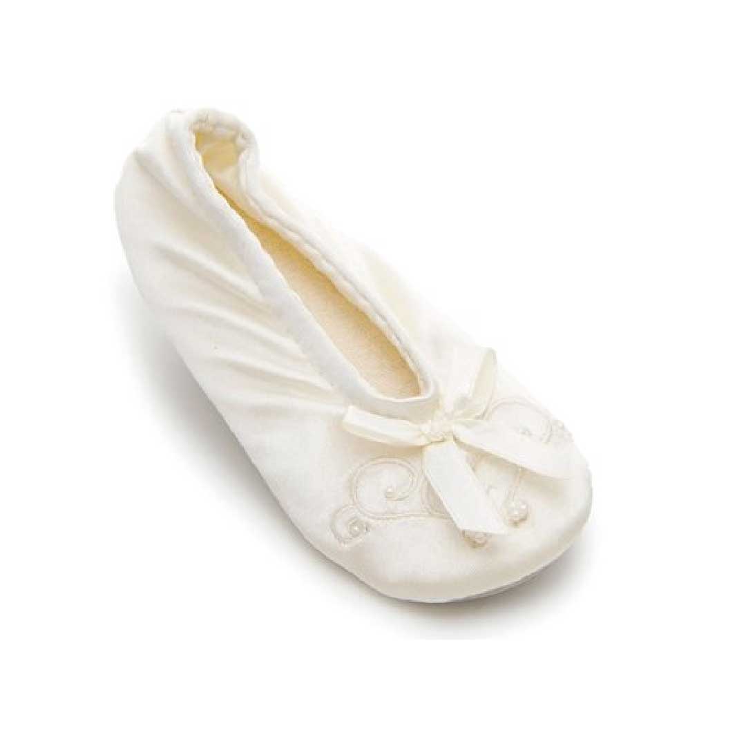 Isotoner Satin Pearl Ballerina Girls SlippersKids World Shoes